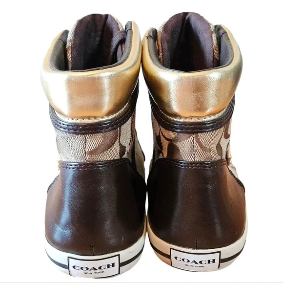 Coach New York Women's  Brown Freesia Lace Up High Top Sneaker Shoes Size 8. - Picture 11 of 16